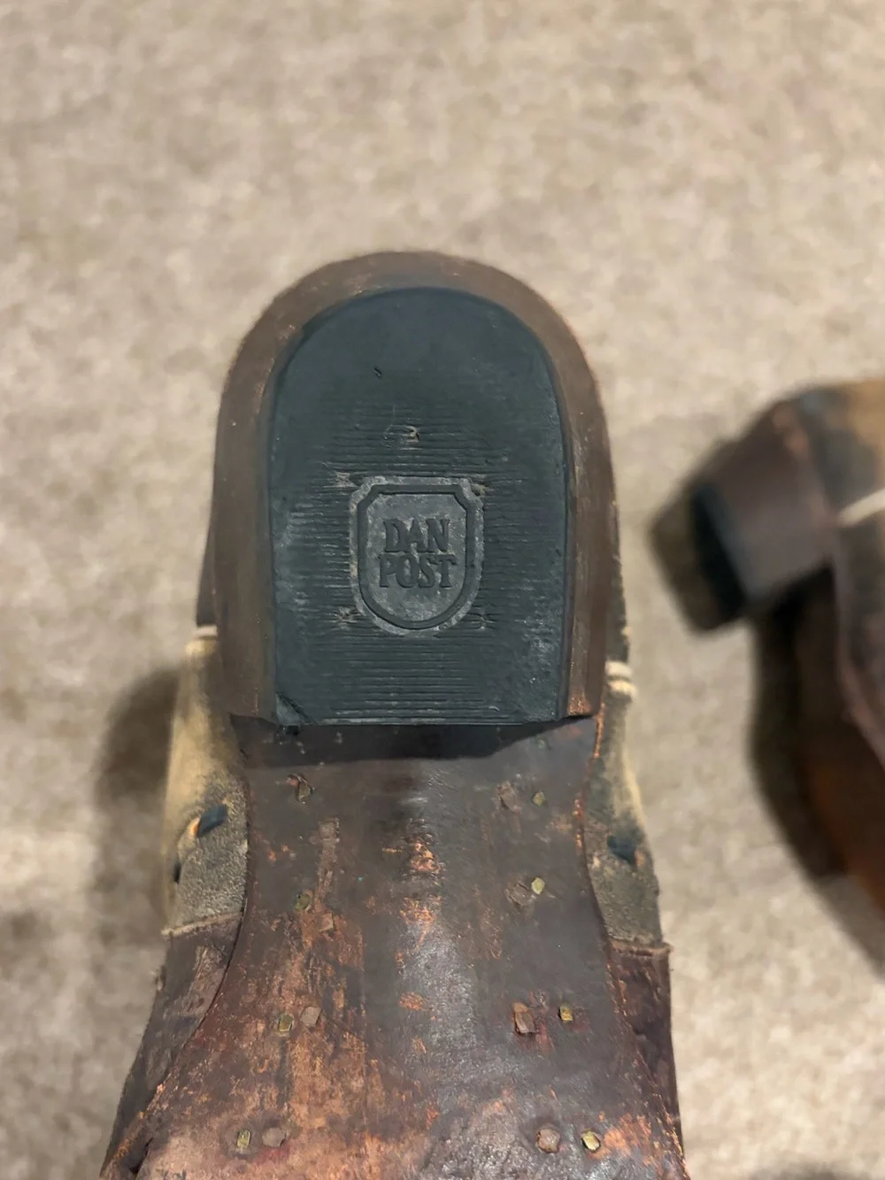 Dan Post Brown Western Boots with Teal and Cream Accents